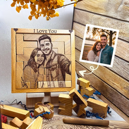 Custom Engraved Wooden Photo Portrait Puzzle