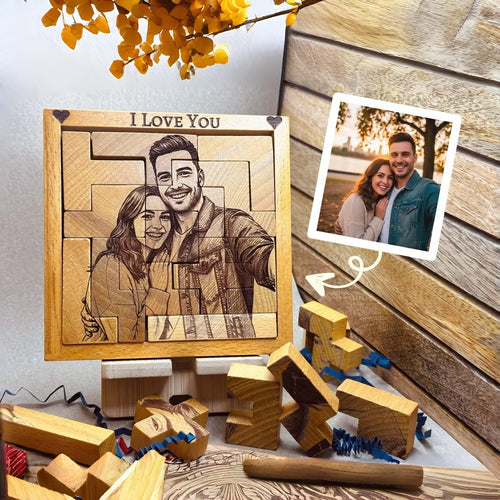 Custom Engraved Wooden Photo Portrait Puzzle