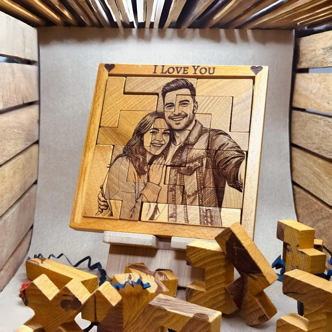Custom Engraved Wooden Photo Portrait Puzzle