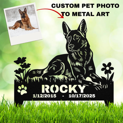 Custom Dog Memorial Stake: Personalized Metal Garden Marker
