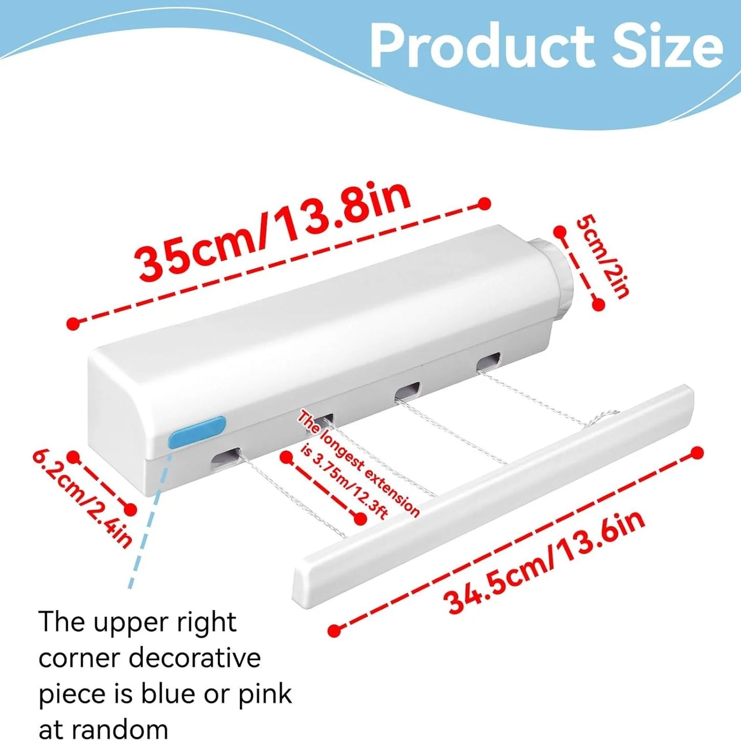 Automatic 4 Ropes Telescopic Indoor Outdoor Wall Mounted Drying Rack with Hook