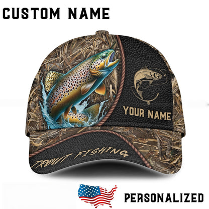 Custom Name Fishing Hat, Personalized Trout Fishing Cap