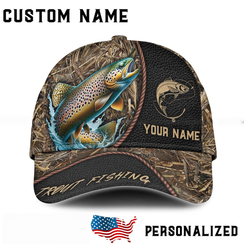 Custom Name Fishing Hat, Personalized Trout Fishing Cap