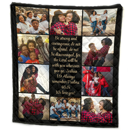 Custom Photo Quilt Blanket, Personalized Family Memory Quilt