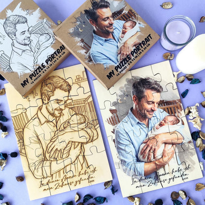 1st Father's Day Gift Personalized Photo Jigsaw Wooden Puzzle 