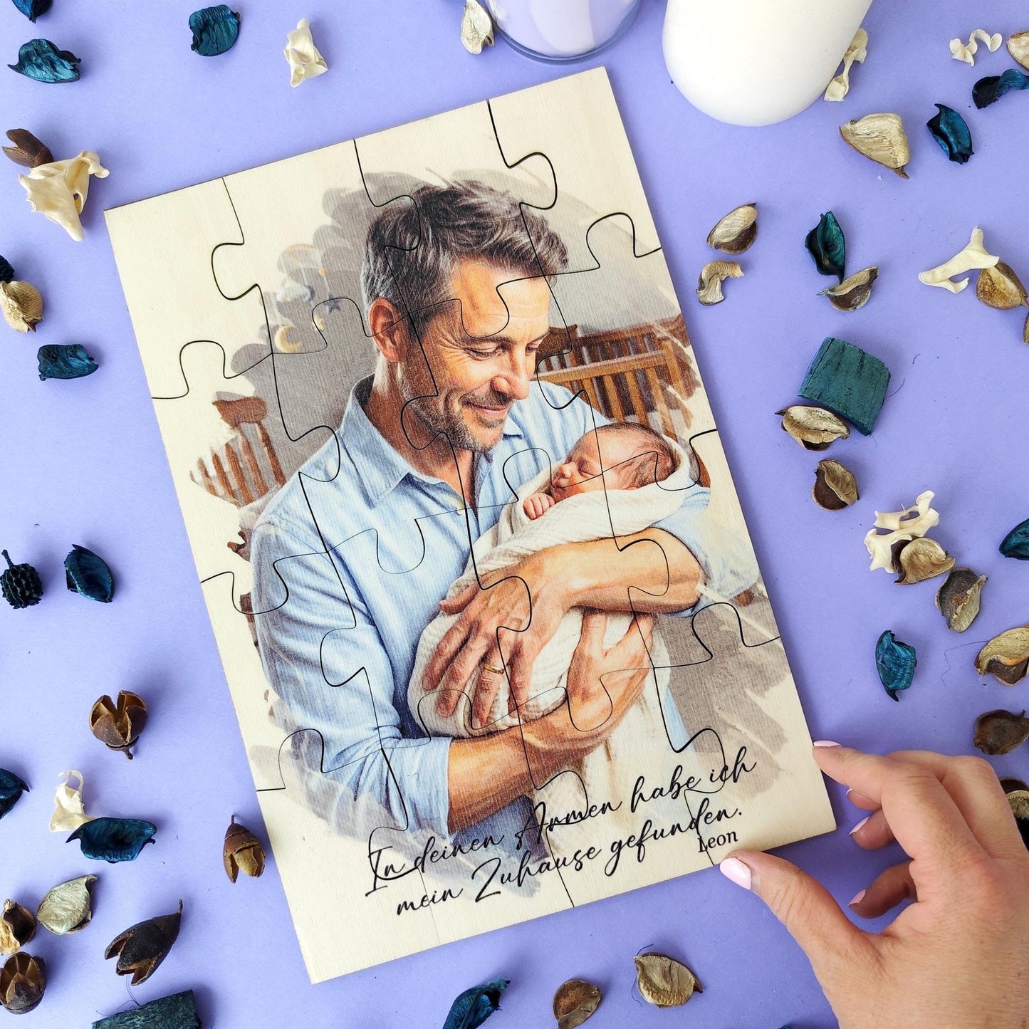 1st Father's Day Gift Personalized Photo Jigsaw Wooden Puzzle 