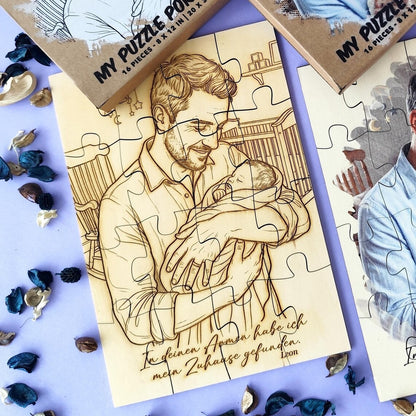 1st Father's Day Gift Personalized Photo Jigsaw Wooden Puzzle 