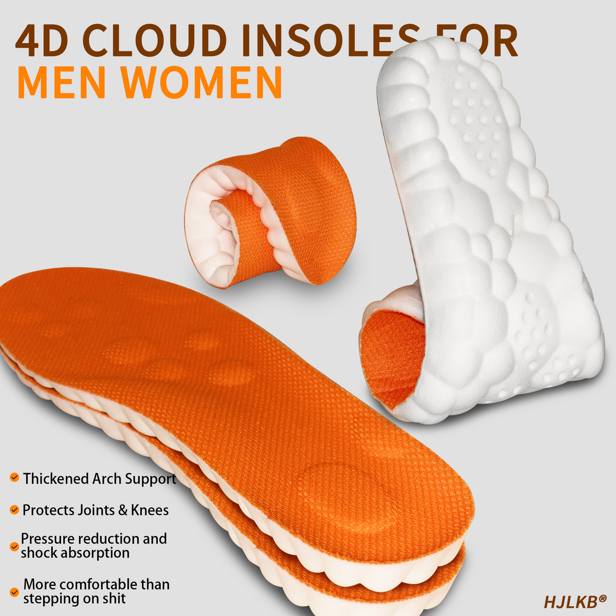 2026 New 4D Cloud Insoles for Men Women,Super Soft Memory Foam Insoles with Arch Surpport 