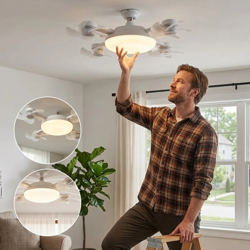 Smart Drone Fan Light Ceiling Lamp with Remote Control – 2 in 1 Decorative LED and Quiet Fan
