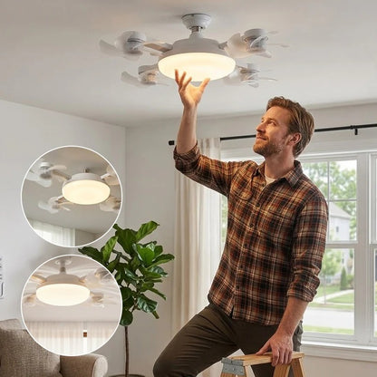 Smart Drone Fan Light Ceiling Lamp with Remote Control – 2 in 1 Decorative LED and Quiet Fan