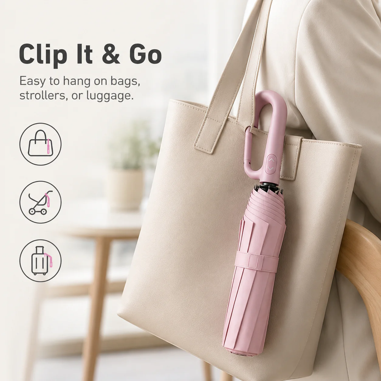 Portable Automatic Folding Umbrella- Windproof Waterproof with Loop Buckle