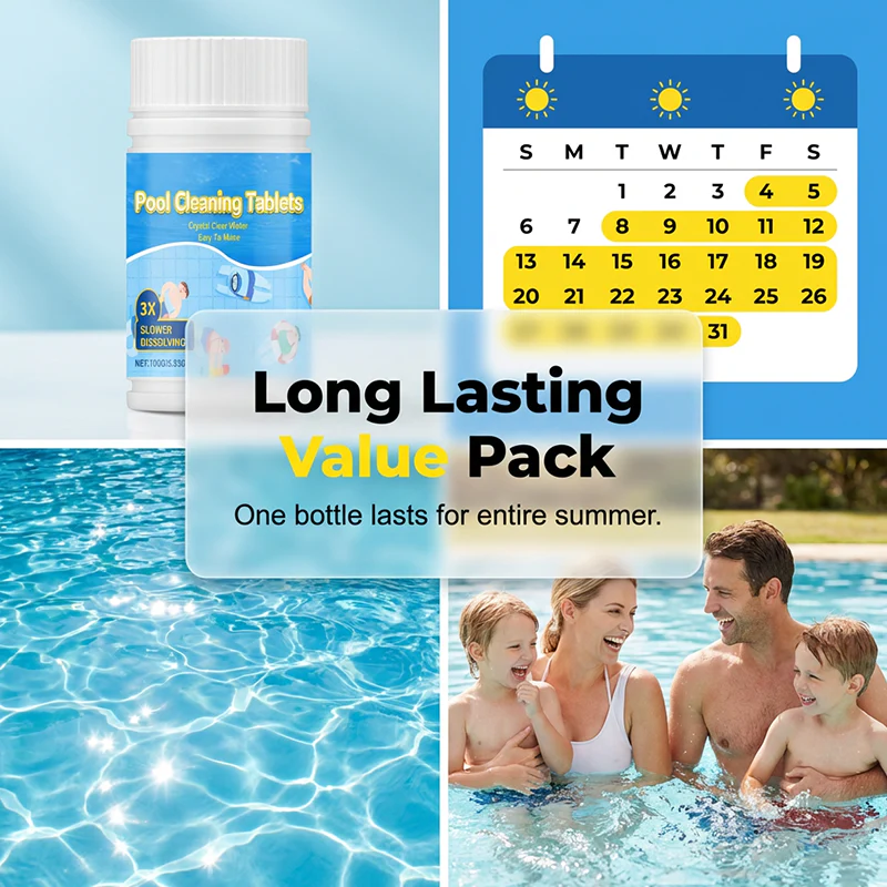 Long Lasting Pool Cleaner Tablets Crystal Clear Water Maintenance Supplies