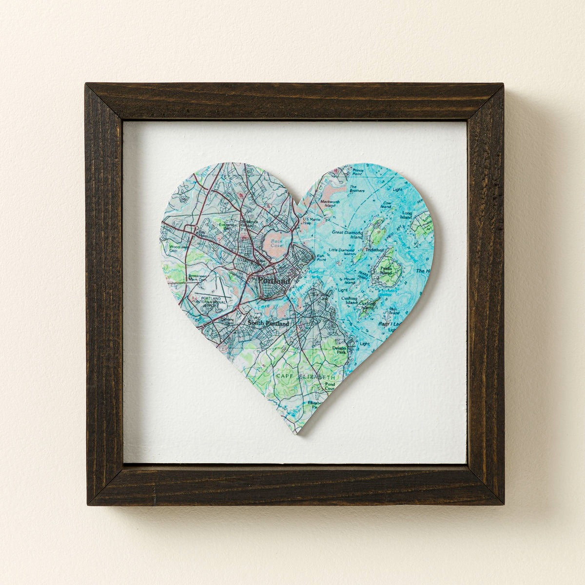 Love Lives Here Wood Map Art