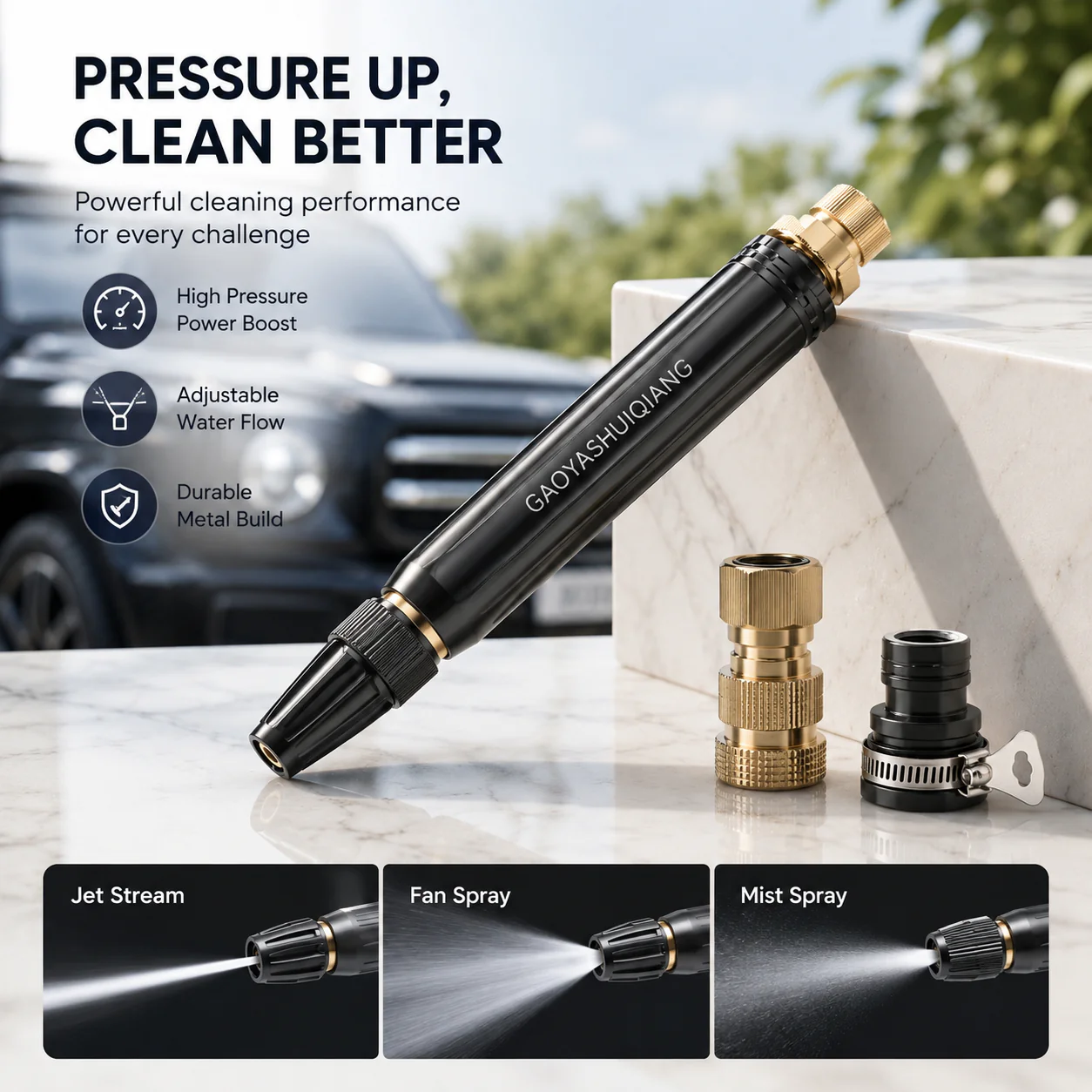 High Pressure Car Wash Water Gun with Booster Nozzle Hose for Cleaning and Garden Watering