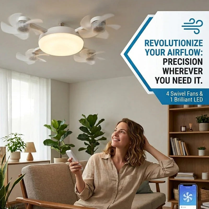 Smart Drone Fan Light Ceiling Lamp with Remote Control – 2 in 1 Decorative LED and Quiet Fan