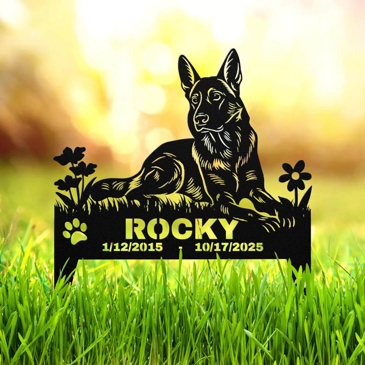 Custom Dog Memorial Stake: Personalized Metal Garden Marker