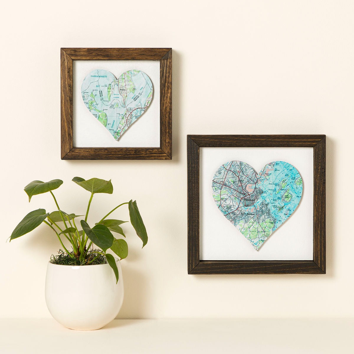 Love Lives Here Wood Map Art