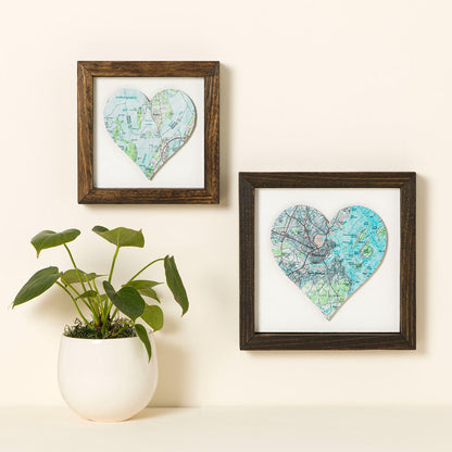 Love Lives Here Wood Map Art