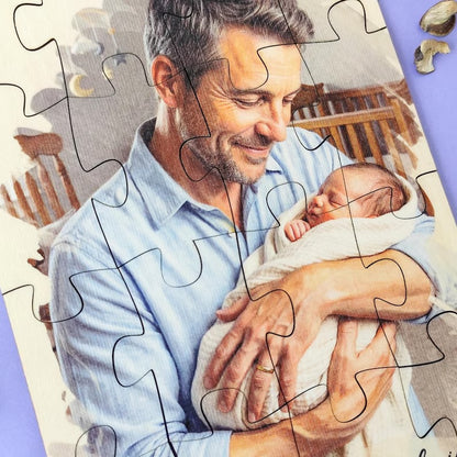 1st Father's Day Gift Personalized Photo Jigsaw Wooden Puzzle 