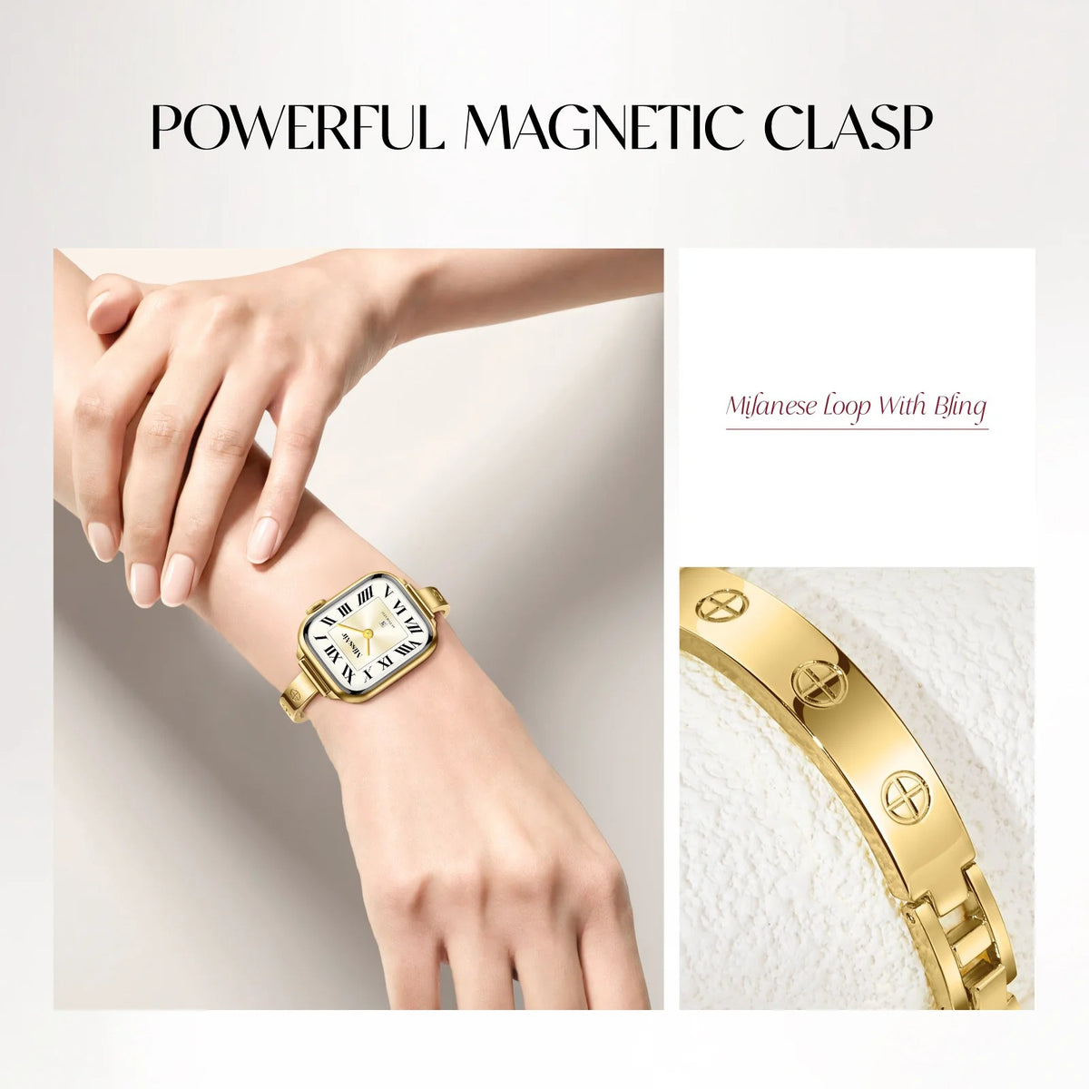 316L Stainless Steel Slim Crosslet Apple Watch Bracelet - 18k Gold Plated