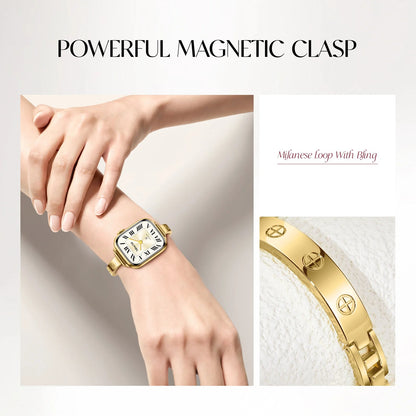 316L Stainless Steel Slim Crosslet Apple Watch Bracelet - 18k Gold Plated