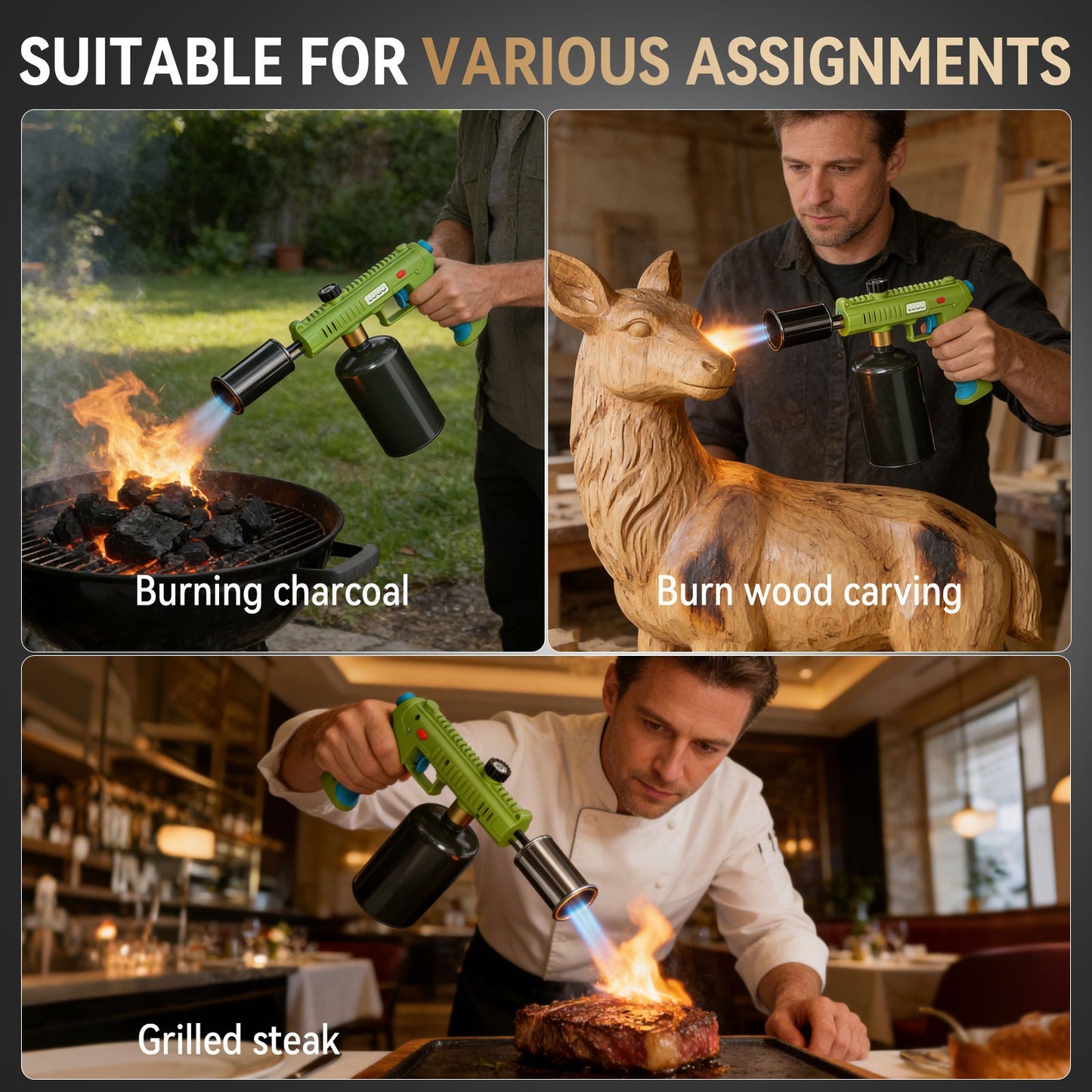 Multi-Use Propane Torch Gun | Adjustable Flame Handheld Blow Torch