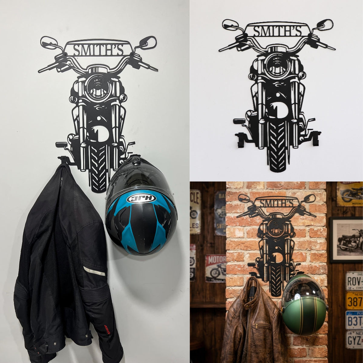 Custom Motorcycle Helmet Holder Metal Art